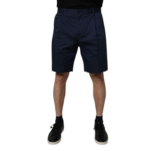 Dolce & Gabbana Dark Blue Cotton Mid Waist Men Bermuda Men's Shorts